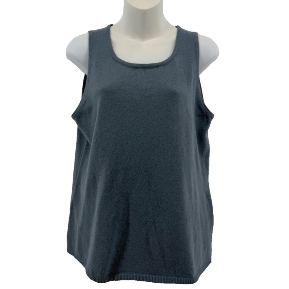 Halogen Sweater Tank Top, Womens Medium Blue Knit Sleeveless Pullover